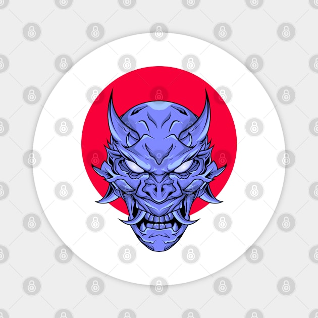 Blue Demonic Mask Magnet by Indraokta22